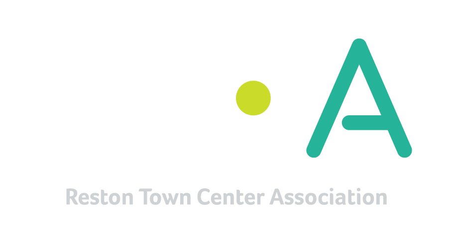 RTCA Reston Town Center Association logo with green dot in the center of C